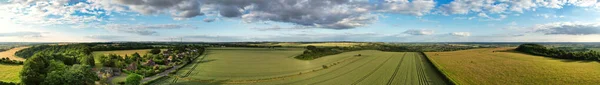 Panoramic High Angle View British Countryside Landscape Beautiful Sunset Footage — 스톡 사진