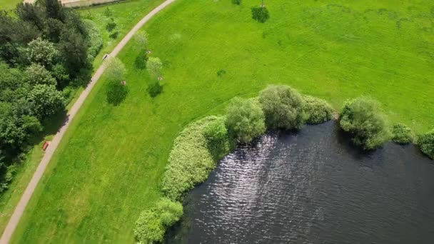 High Angle Filmagem Caldecotte Lake Que Está Localizado Milton Keynes — Vídeo de Stock