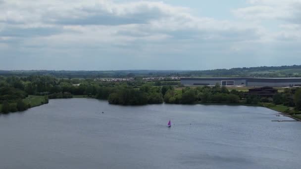 High Angle Footage Caldecotte Lake Milton Keynes City England Záběr — Stock video