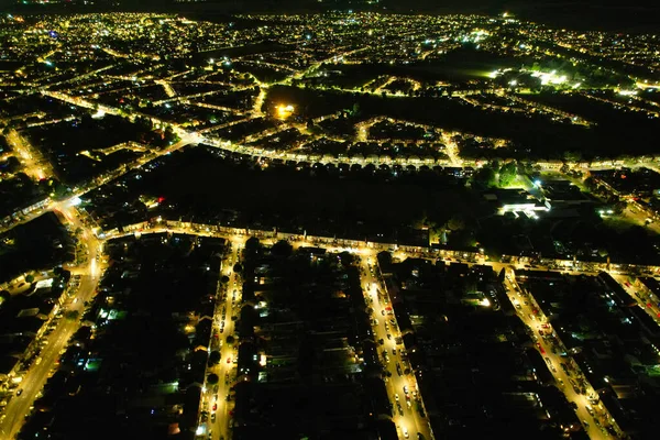 High Angle Filmagem Central Luton Cidade Inglaterra Durante Noite Centro — Fotografia de Stock
