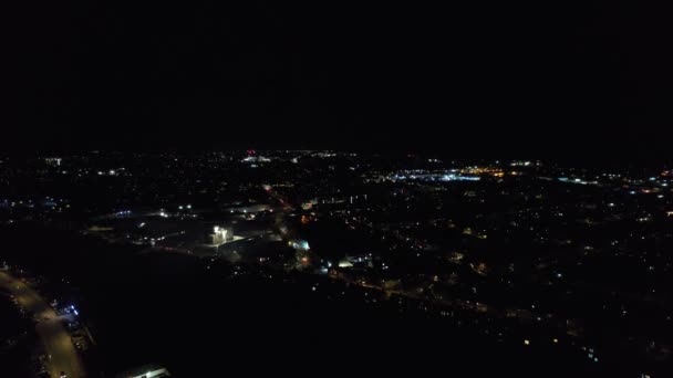 Vysokoúhlé Záběry Rezidenční Čtvrti Luton City England Během Noci Osvětlené — Stock video