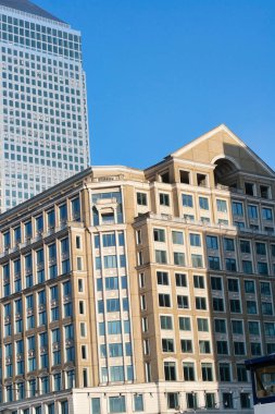 Londra, İngiltere, Birleşik Krallık - 8 Haziran 2023: Londra Canary Wharf 'taki binalar 
