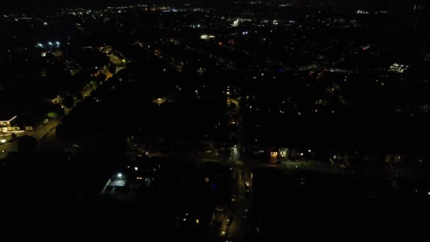Ngiltere Nin Luton Şehrinin Yüksek Açılı Görüntüleri Aydınlanmış Şehir Merkezi — Stok video