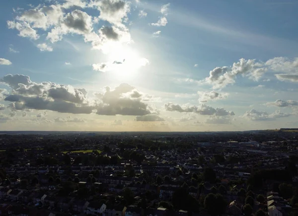 High Angle View Luton City England Sunset Dramatical Clouds Blue — 스톡 사진