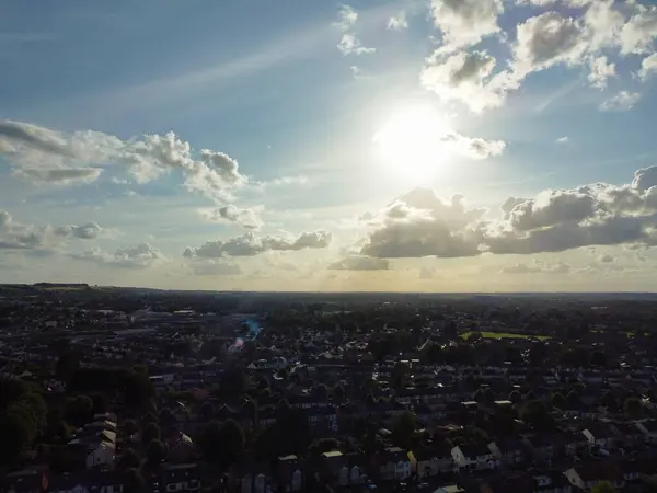 High Angle View Luton City England Tijdens Zonsondergang Met Dramatische — Stockfoto