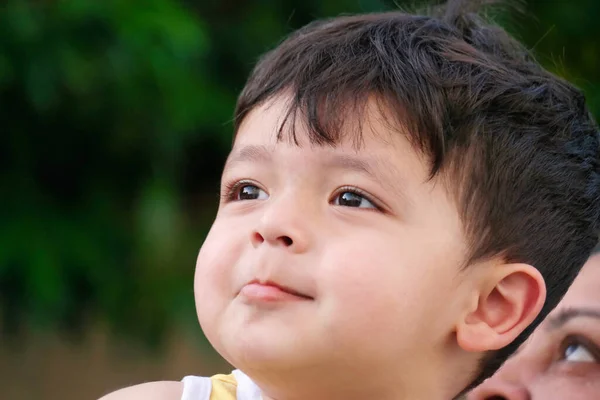 Cute Asian Pakistani Baby Boy Playing Home Garden Luton City Stock Image