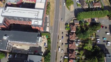 Hemel Hempstead, Hertfordshire, İngiltere - 19 Ağustos 2022: şehir merkezinin hava görüntüsü 