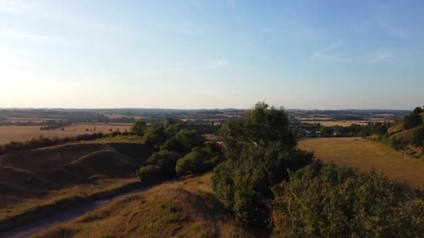 High Angle Footage British Countryside Landscape Hills Séquence Été Capturée — Video