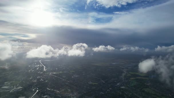 High Angle View Beautiful Sky Com Nuvens Sobre Luton City — Vídeo de Stock
