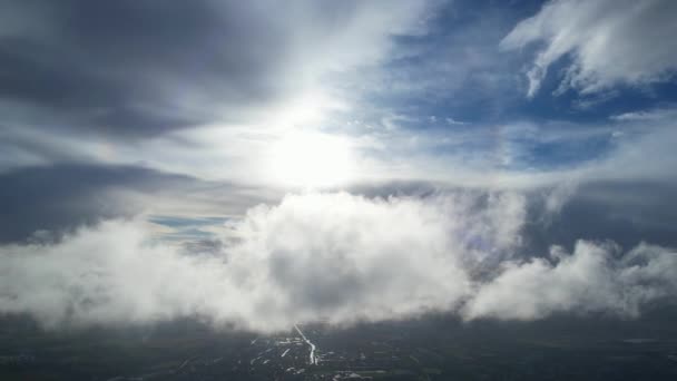 High Angle View Beautiful Sky Com Nuvens Sobre Luton City — Vídeo de Stock