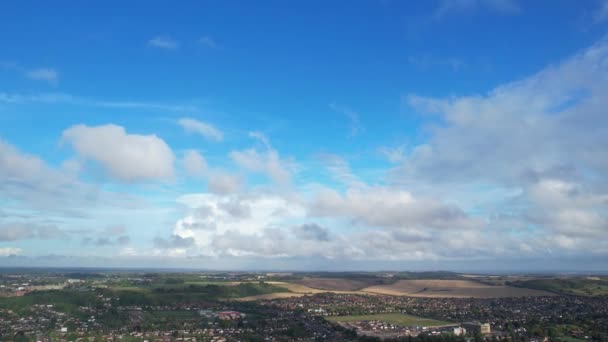 Hoge Hoek Uitzicht Prachtige Hemel Met Wolken Luton City Beelden — Stockvideo