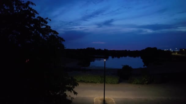 Wieczorne Nagranie Caldecotte Lake Milton Keynes City England Wielka Brytania — Wideo stockowe