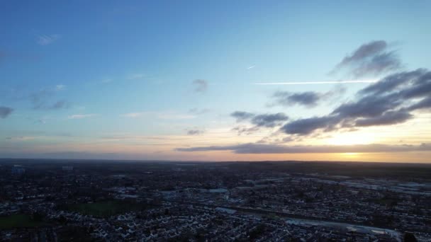 Luton Engeland Januari 2023 Zonsondergang Wolken Boven Luton City — Stockvideo