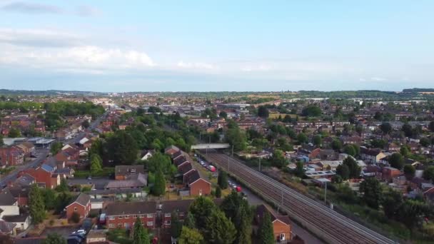 Luton England Storbritannien Juli 2022 Flygfoto Över Tågspår Vid Leagrave — Stockvideo