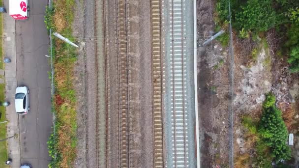 英国卢顿 2022年7月22日 Leagrave车站火车轨道的空中景观 — 图库视频影像