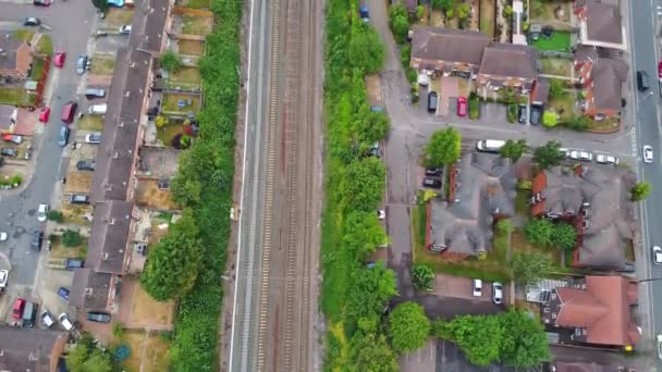 Luton Engeland Verenigd Koninkrijk Juli 2022 Luchtfoto Van Treinrails Station — Stockvideo