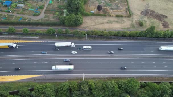 Imágenes Alto Ángulo Las Autopistas Británicas Junction 11A Traffic Filmación — Vídeo de stock