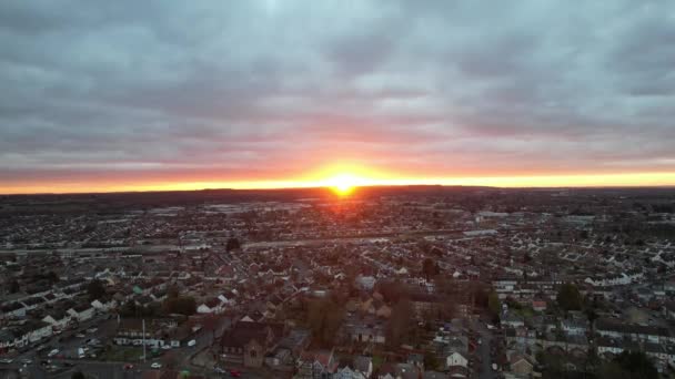 英格兰卢顿市的高角度镜头 在日落时拍摄的影像 — 图库视频影像