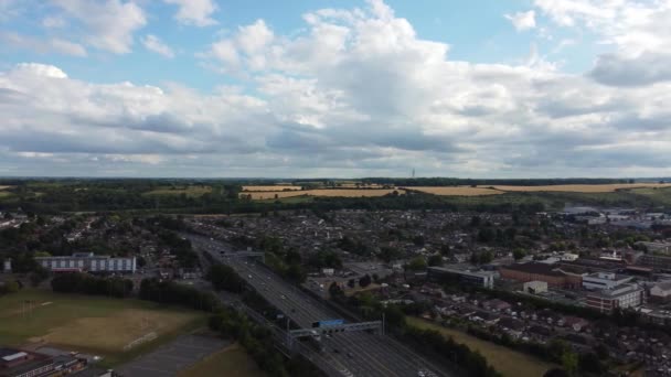 High Angle Footage British Motorways Traffic Luton City England Záběry — Stock video