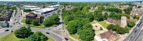 イギリス イギリス イギリス ベッドフォード市中央部 2023年5月27日 ベッドフォード市の空中写真 — ストック写真