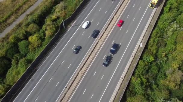 High Angle Filmagem Auto Estradas Britânicas Estradas Luton City Inglaterra — Vídeo de Stock