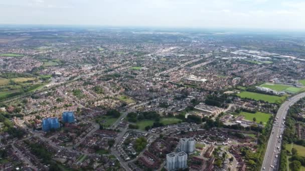 英国卢顿市英国高速公路和公路的高角度图像 拍摄于2022年9月12日 使用了Drone的相机 — 图库视频影像