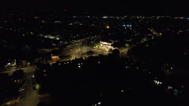Luton City Ngiltere Deki Ngiliz Otoyolları Yolları Gece Görüşü Kamera — Stok video