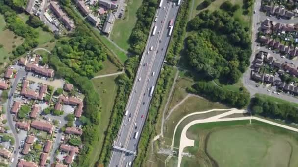 High Angle Footage British Motorways Roads Luton City Inghilterra Regno — Video Stock