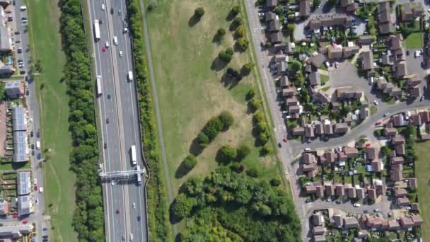 High Angle Filmagem Auto Estradas Britânicas Estradas Luton City Inglaterra — Vídeo de Stock