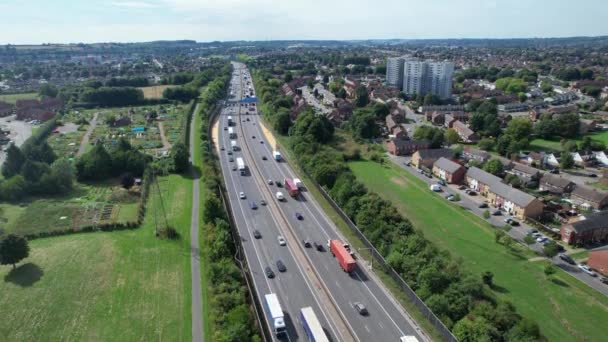 High Angle Footage British Motorways Roads Luton City Angleterre Royaume — Video