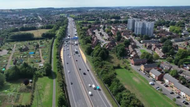 High Angle Footage British Motorways Roads Luton City Inghilterra Regno — Video Stock