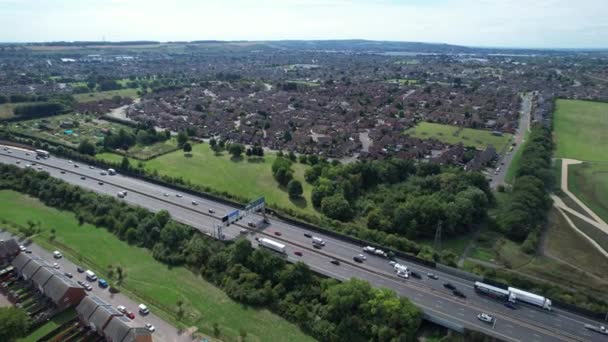 High Angle Footage British Motorways Roads Luton City England United — Stock video