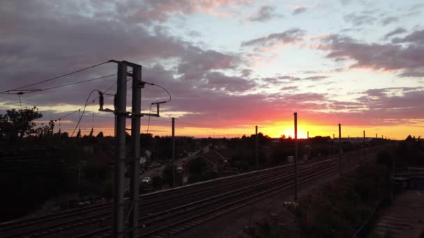 Захід Сонця Над Станцією Leagrave Лутон Англія Велика Британія — стокове відео