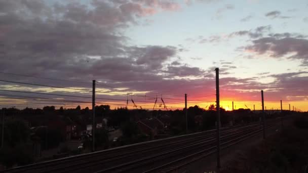 Закат Над Станцией Лиграв Лутон Таун Англия Великобритания — стоковое видео