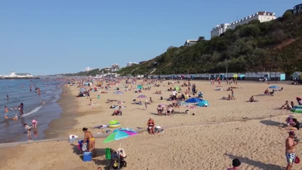 England Bournemouth Agosto 2022 Slow People Bournemouth Beach — Video Stock