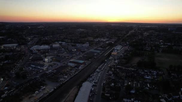 Luton Engeland Verenigd Koninkrijk Augustus 2022 Luchtfoto Van Trein Spoor — Stockvideo