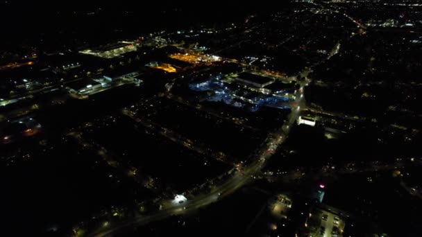 British City Aerial Tour Night — Stok Video