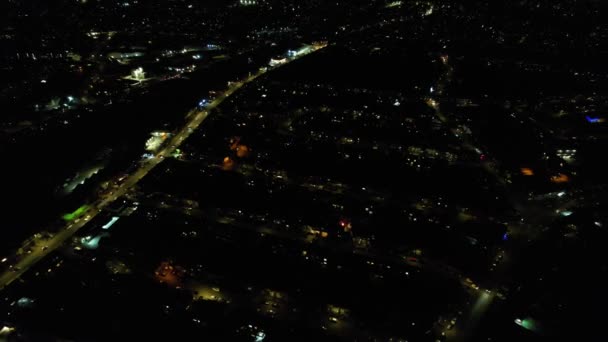 British City Aerial Tour Nachts — Stockvideo
