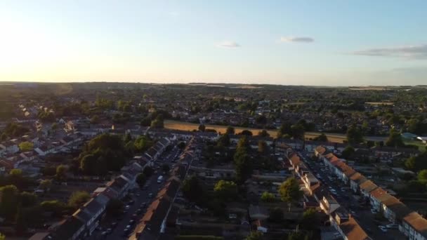 High Angle Záběry Bydlení Rezidenční Čtvrti Ulicí Silnicí Východní Luton — Stock video