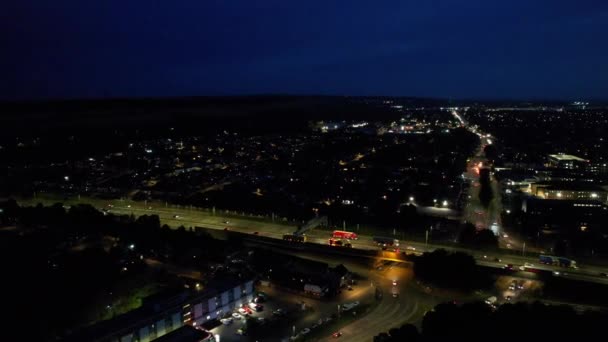 Vista Nocturna Del Tráfico Autopistas — Vídeo de stock