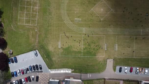 Aerial View Football Playground Luton City Windy Cloudy Day Captured — 图库视频影像