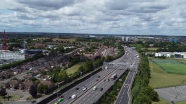 Aerial Footage of Roads at Luton City of England UK. Captured at July 5th, 2023.
