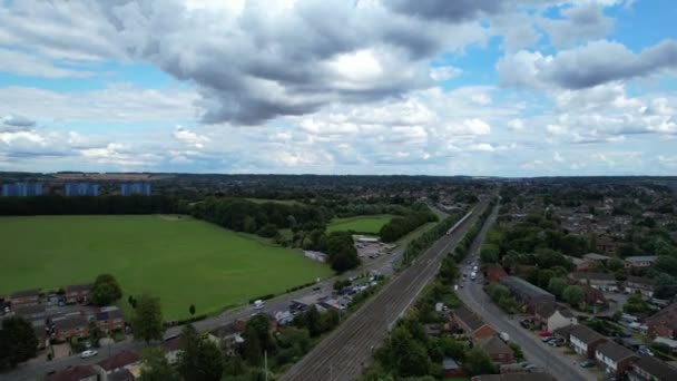 High Angle Footage Housing Residential District Street Road Eastern Luton — Vídeo de Stock