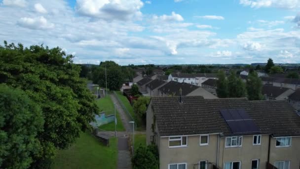 High Angle Footage Housing Residential District Street Road Eastern Luton — Vídeos de Stock