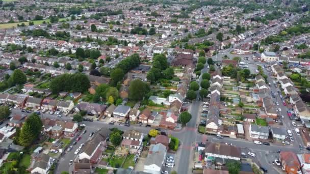 Letecké Záběry Obytné Čtvrti Města Luton Anglii Zachycen Bezpilotní Kamerou — Stock video