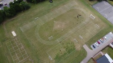 Aerial view Football Playground at Luton City on a Windy and Cloudy Day. Captured on Clear Sunny Day of July 5th, 2023.