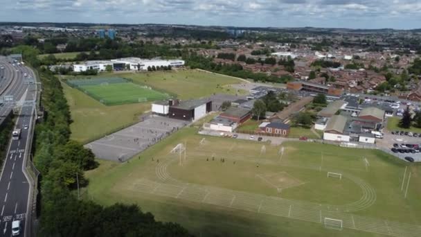 Aerial View Football Playground Luton City Windy Cloudy Day Captured — Vídeos de Stock