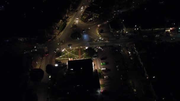 Ngiltere Nin Aydınlanmış Luton Şehrinin Hava Görüntüsü Yüksek Açılı Kamera — Stok video