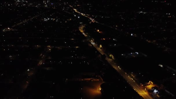 Vue Aérienne Luton City Illuminée Angleterre Royaume Uni Milieu Nuit — Video