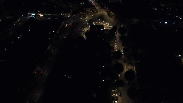 Vue Aérienne Luton City Illuminée Angleterre Royaume Uni Milieu Nuit — Video